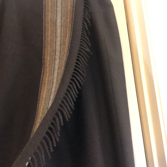 Brown Long Wool wrap skirt with fringe 12 P - Picture 3 of 12